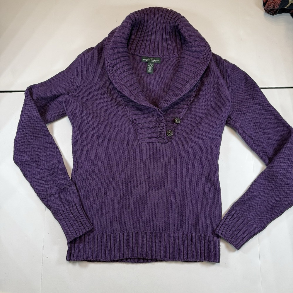 Lauren Ralph Lauren LRL Purple Shawl Collar Chunky Knit Sweater Women's‎ Small